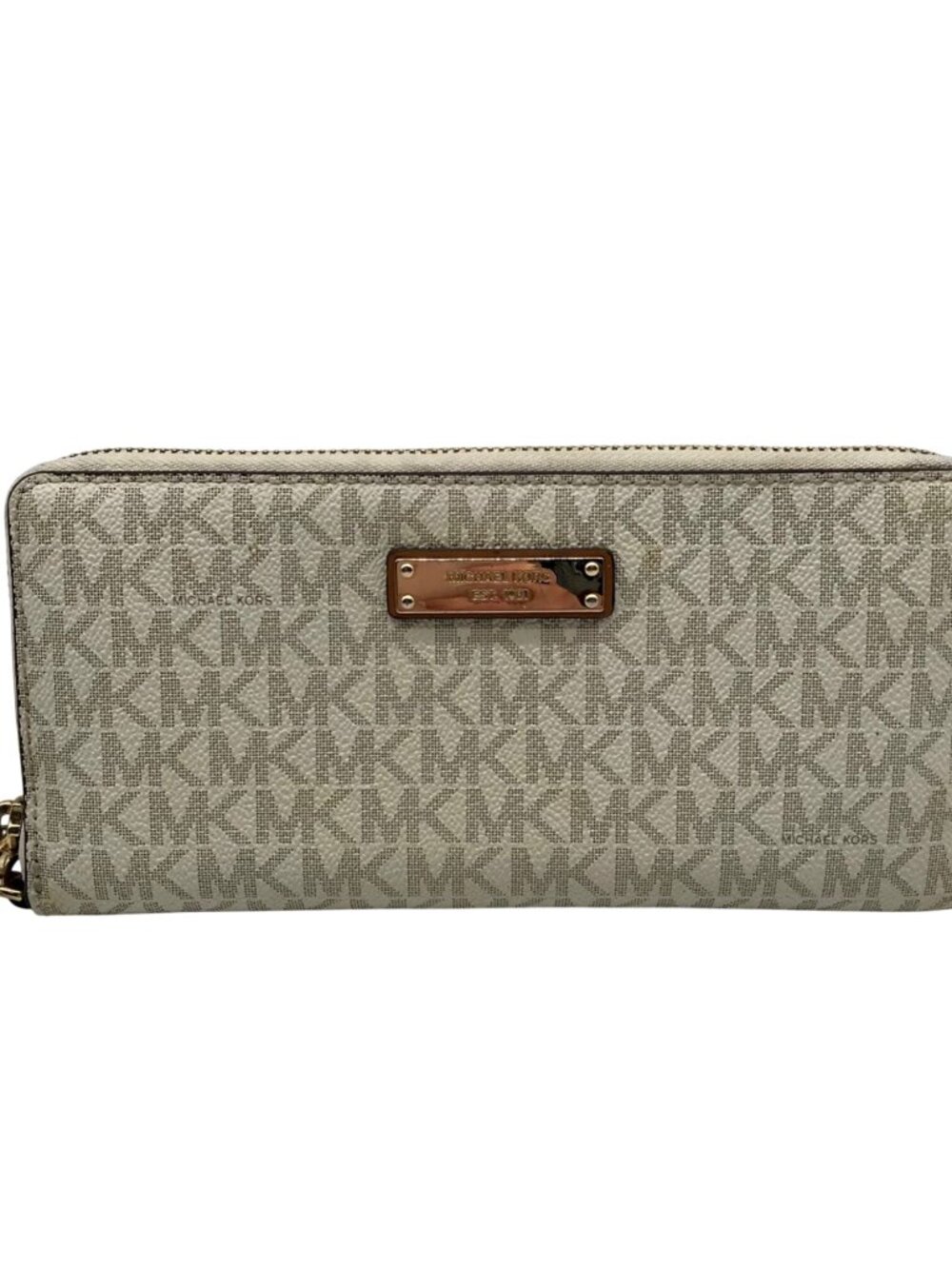 Michael Kors Vanilla Pebbled Leather Large Logo Continental Wallet